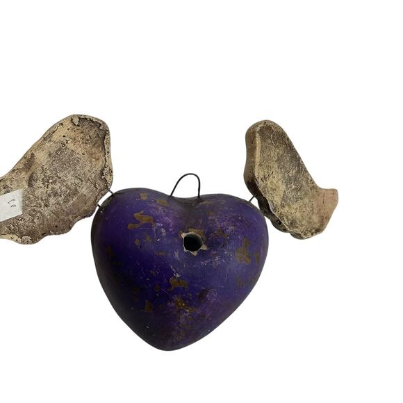 Purple Heart with White Wings Wall Art Ornament Rustic Boho Decor - Picture 11 of 11